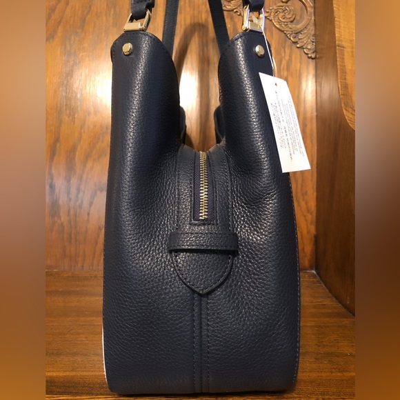 NWT-Kate Spade-Leila-Med 3 Compartment Shoulder-Patchwork Suede-Blazer Blue-$479 - Picture 6 of 15